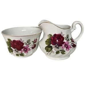 Ridgway Ironstone England Rose Creamer and Sugar Cup
